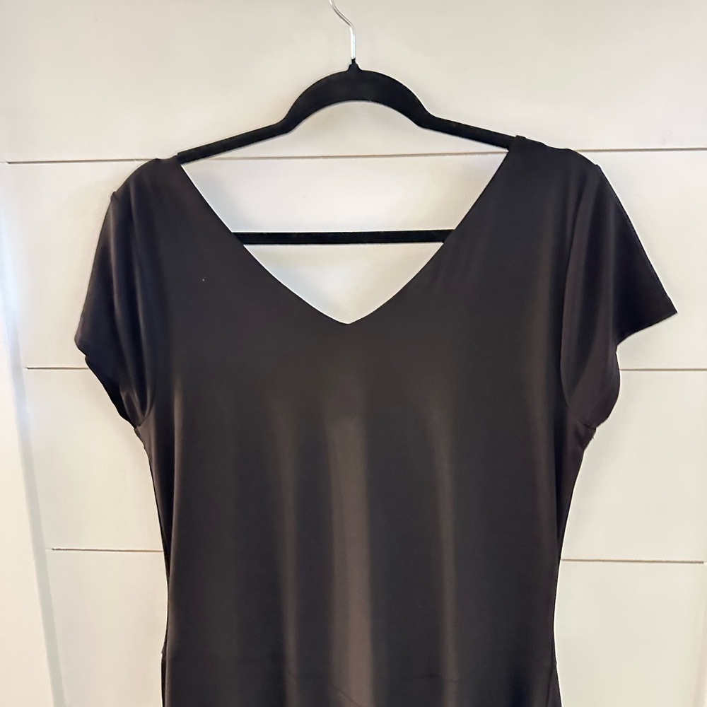 RALPH LAUREN L Black Stretch midi length woman evening dress minimalist LBD - Picture 9 of 13